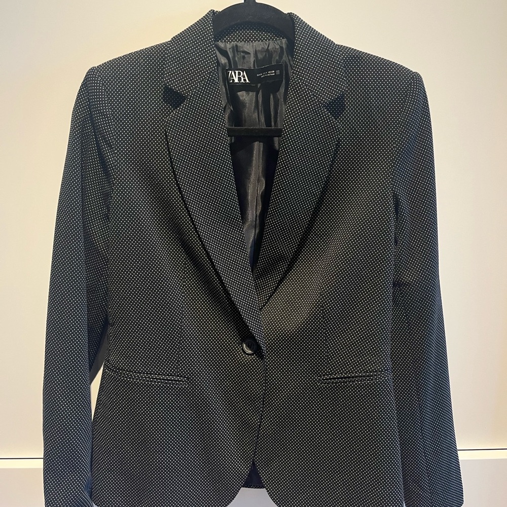 Zara navy polka dot womens suit